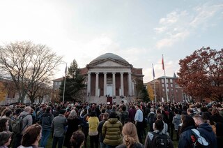 Students participate in the Sanctuary Campus rally in front of Hendricks Chapel. The rally was one of many held at universities around the country.