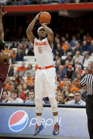 C.J. Fair pulls up for a jumper in No. 9 Syracuse's 89-74 win over Fordham. The forward finished with a career-high 26.