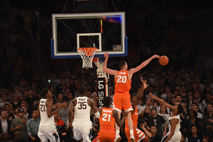 Tyler Lydon is averaging 1.5 blocks per game as Syracuse's undersized center. 