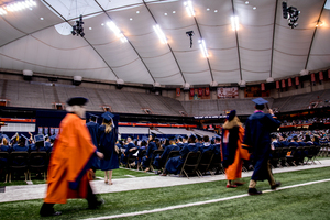 Syracuse University's Class of 2017 gathered in the Carrier Dome for last year's commencement address. Kathrine Switzer, the first woman to officially run the Boston Marathon, delivered the 2018 commencement speech. 