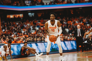 Oshae Brissett shooting a free throw against Northeastern.