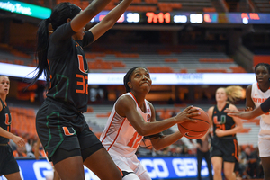 Lewis, pictured earlier this season against Miami, led SU with 20 points on 50 percent shooting. 