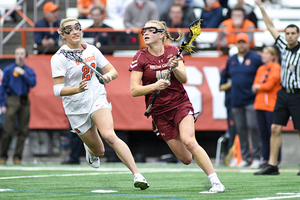 Sarah Cooper defends a player on Boston College.