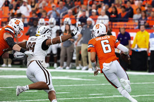 Garrett Shrader used his scrambling ability to hurt Western Michigan in Syracuse's blowout win. 