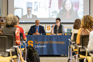 Ricardo Nazario y Colón and Amanda Debose lead a discussion on the Latine identity and the challenges they face. The speakers used Marie Arana’s book “LatinoLand: A Portrait of America’s Largest and Least Understood Minority” to frame their conversation.