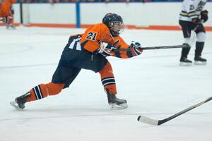 Isabel Menard took the ice for Canada against SU teammate and Switzerland's Stefanie Marty in January's MLP Cup.