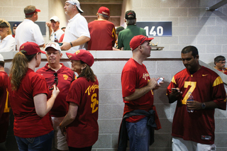 Fans were forced to wait inside during a weather delay due to lightning.