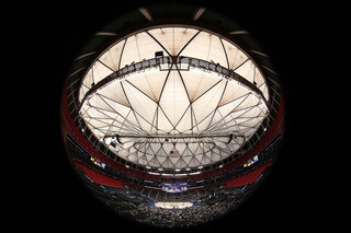 A general view of the Georgia Dome during practices on the day before the Final Four games of the 2013 NCAA Men's Basketball Tournament at the Georgia Dome