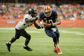 Terrel Hunt motors past a Wake Forest defender. 