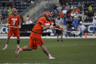 Derek Dejoe fires a shot on the Duke goal.