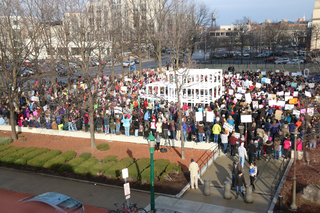 About 2,000 people gathered in downtown Syracuse for the Women's March.