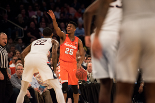 Battle directs the offense. He had three assists in the win. 