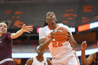 Amaya Finklea-Guity goes up under the basket.