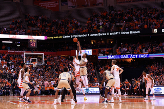 Oshae Brissett takes the opening tip.